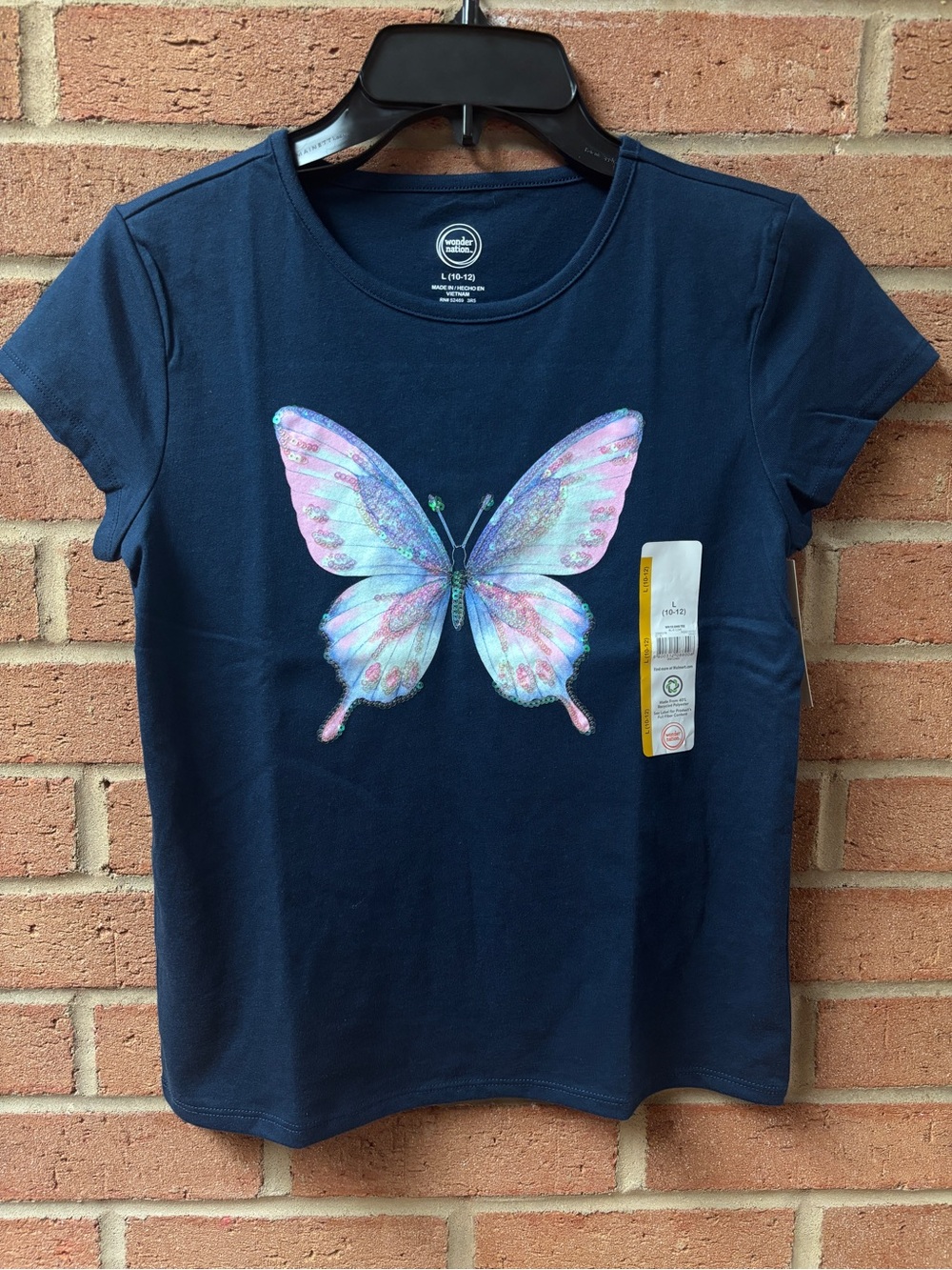 🦋 Wonder Nation Girls’ Butterfly T-Shirt — NWT — Size L (10–12)